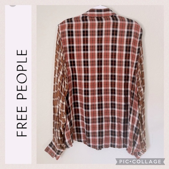 FREE PEOPLE PLAID EMBROIDERED SEQUIN SHIRT - Picture 5 of 6